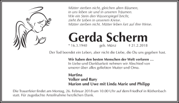 Traueranzeige von Gerda Scherm von Pegnitz-Zeitung
