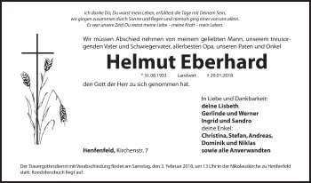 Traueranzeige von Helmut Eberhard von Hersbrucker Zeitung