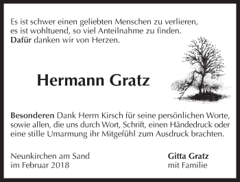 Traueranzeige von Hermann Gratz von Pegnitz-Zeitung