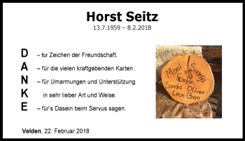 Traueranzeige von Horst Seitz von Hersbrucker Zeitung