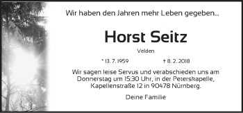 Traueranzeige von Horst Seitz von Hersbrucker Zeitung