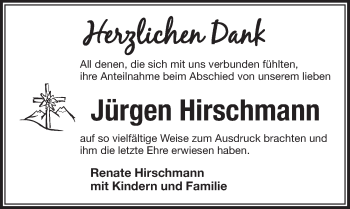Traueranzeige von Jürgen Hirschmann von Pegnitz-Zeitung