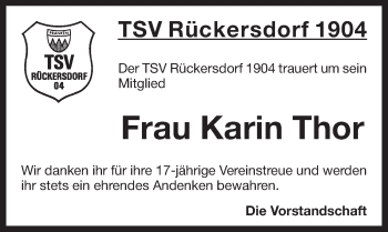 Traueranzeige von Karin Thor von Pegnitz-Zeitung