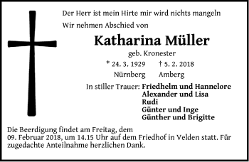 Traueranzeige von Katharina Müller von Hersbrucker Zeitung