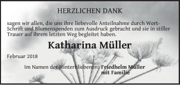 Traueranzeige von Katharina Müller von Hersbrucker Zeitung