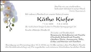 Traueranzeige von Käthe Kiefer von Der Bote