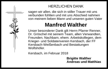 Traueranzeige von Manfred Walther von Pegnitz-Zeitung