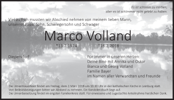 Traueranzeige von Marco Volland von Pegnitz-Zeitung