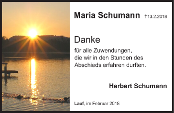 Traueranzeige von Maria  Schumann von Pegnitz-Zeitung