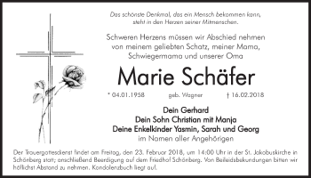 Traueranzeige von Marie Schäfer von Der Bote