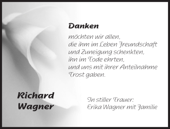 Traueranzeige von Richard Wagner von Pegnitz-Zeitung