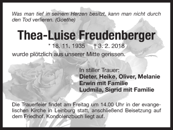 Traueranzeige von Thea-Luise Freudenberger von Der Bote