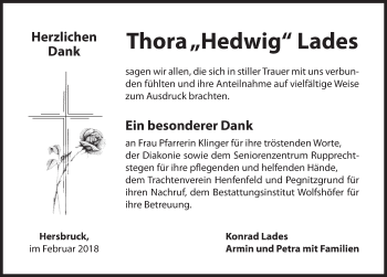 Traueranzeige von Thora  Lades von Hersbrucker Zeitung