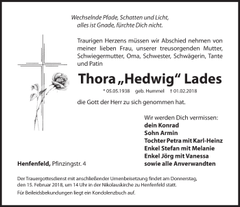 Traueranzeige von Thora  Lades von Hersbrucker Zeitung