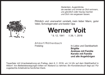 Traueranzeige von Werner Voit von Der Bote