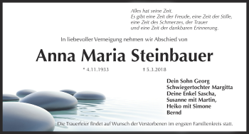 Traueranzeige von Anna Maria Steinbauer von Pegnitz-Zeitung