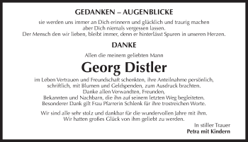 Traueranzeige von Georg Distler von Pegnitz-Zeitung