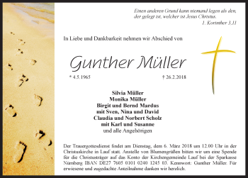 Traueranzeige von Gunther Müller von Pegnitz-Zeitung