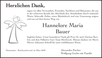 Traueranzeige von Hannelore Maria Bauer von Hersbrucker Zeitung
