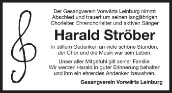 Traueranzeige von Harald Ströber von Der Bote