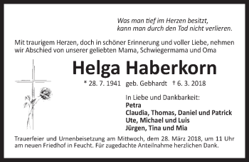 Traueranzeige von Helga Haberkorn von Der Bote
