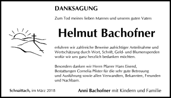 Traueranzeige von Helmut Bachofner von Pegnitz-Zeitung