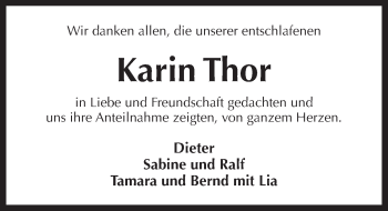 Traueranzeige von Karin Thor von Pegnitz-Zeitung