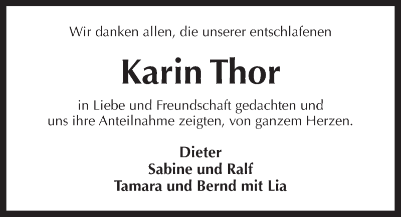  Traueranzeige für Karin Thor vom 28.03.2018 aus Pegnitz-Zeitung