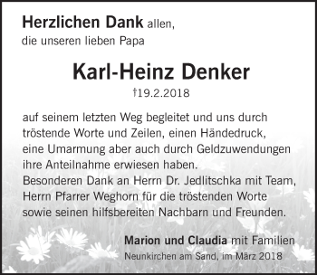Traueranzeige von Karl-Heinz Denker von Pegnitz-Zeitung