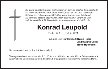 Traueranzeige von Konrad Leupold von Der Bote