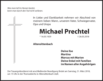 Traueranzeige von Michael Prechtel von Hersbrucker Zeitung