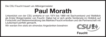 Traueranzeige von Paul Morath von Der Bote