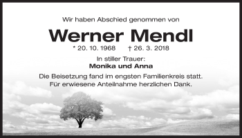 Traueranzeige von Werner Mendl von Der Bote