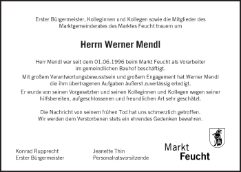 Traueranzeige von Werner Mendl von Der Bote