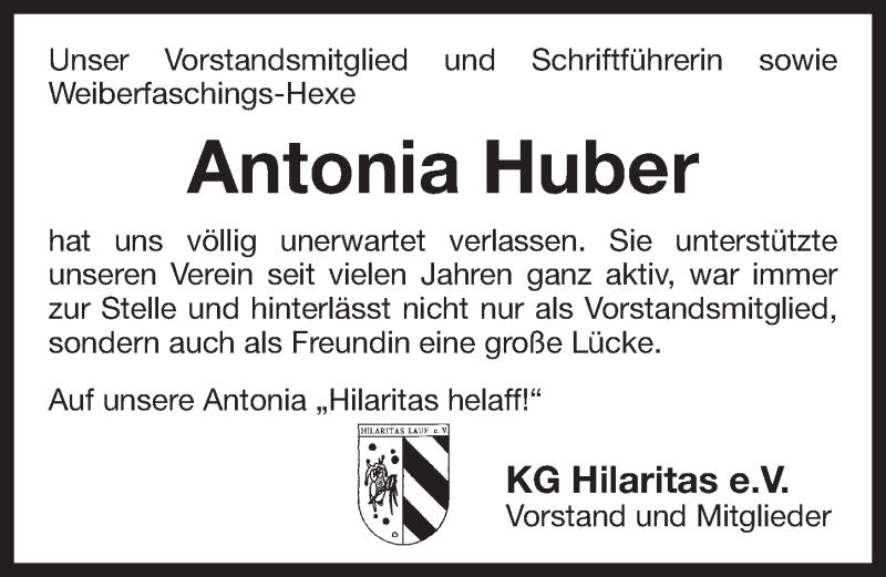  Traueranzeige für Antonia Huber vom 25.04.2018 aus Pegnitz-Zeitung