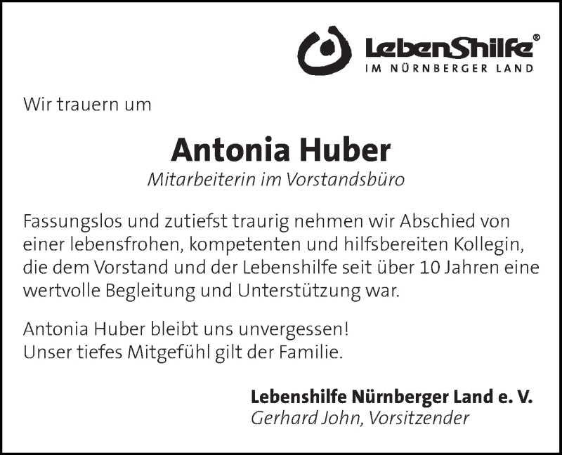  Traueranzeige für Antonia Huber vom 24.04.2018 aus Der Bote
