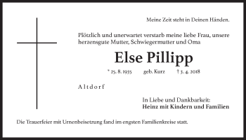 Traueranzeige von Else Pillipp von Der Bote