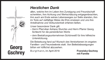 Traueranzeige von Georg Gschrey von Der Bote