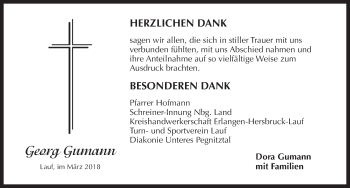 Traueranzeige von Georg Gumann von Pegnitz-Zeitung
