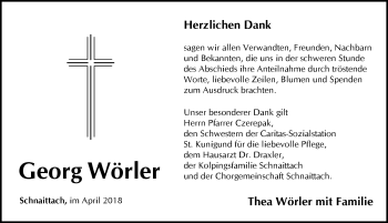 Traueranzeige von Georg Wörler von Pegnitz-Zeitung