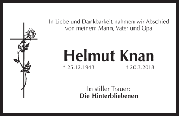 Traueranzeige von Helmut Knan von Pegnitz-Zeitung