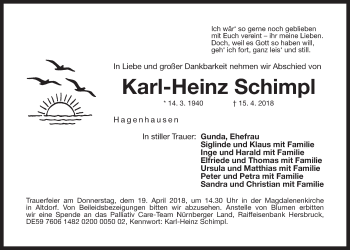 Traueranzeige von Karl-Heinz Schimpl von Der Bote