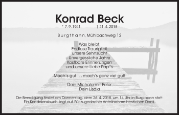 Traueranzeige von Konrad Beck von Der Bote