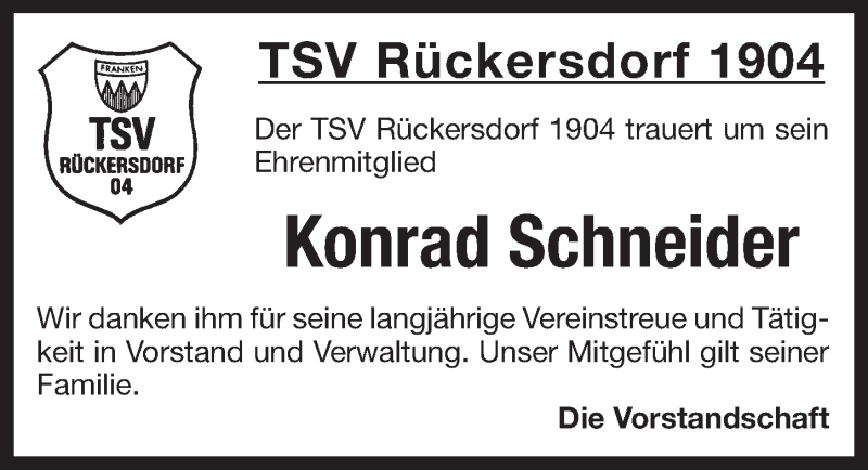  Traueranzeige für Konrad Schneider vom 25.04.2018 aus Pegnitz-Zeitung