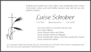 Traueranzeige von Luise Schober von Pegnitz-Zeitung