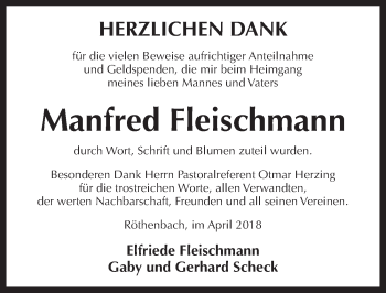 Traueranzeige von Manfred Fleischmann von Pegnitz-Zeitung