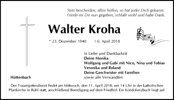 Traueranzeige von Walter Kroha von Pegnitz-Zeitung