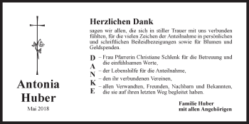Traueranzeige von Antonia Huber von Der Bote