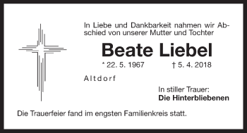 Traueranzeige von Beate Liebel von Der Bote