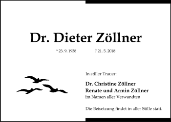 Traueranzeige von Dieter Zöllner von Pegnitz-Zeitung